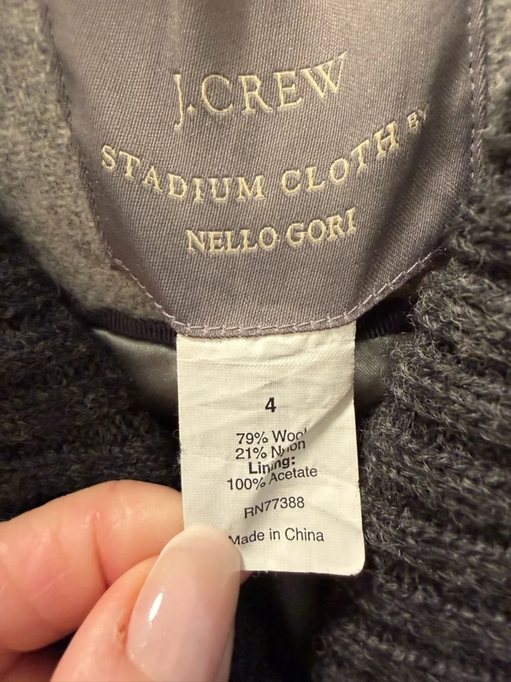J. Crew Gray Double-Breasted Peacoat with Collar Stadiums Cloth Nello Gori 4 - Picture 7 of 7